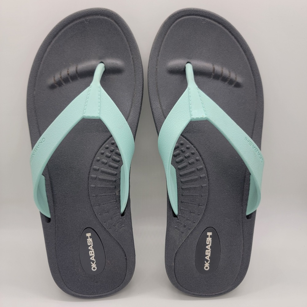 Okabashi Breeze Flip Flop Women Small US 5.5-6.5 Slate Sea Foam Arch Support USA